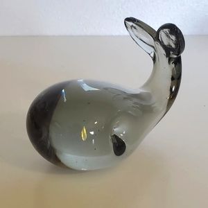 🔥 SOLD Dark Grey/charcoal glass whale paper weight/figurine